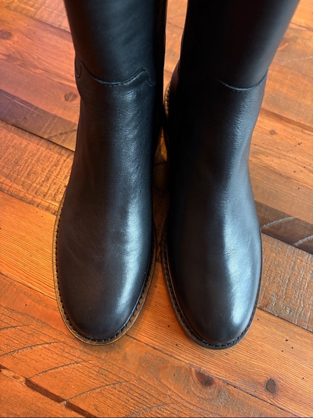 Quince Classic Tall Black Leather Riding Boots size 8 - Picture 3 of 10